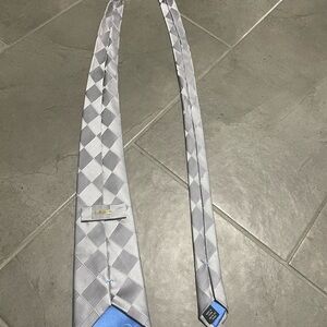 Bugatti Silver Checkered Vintage 100% Silk Tie